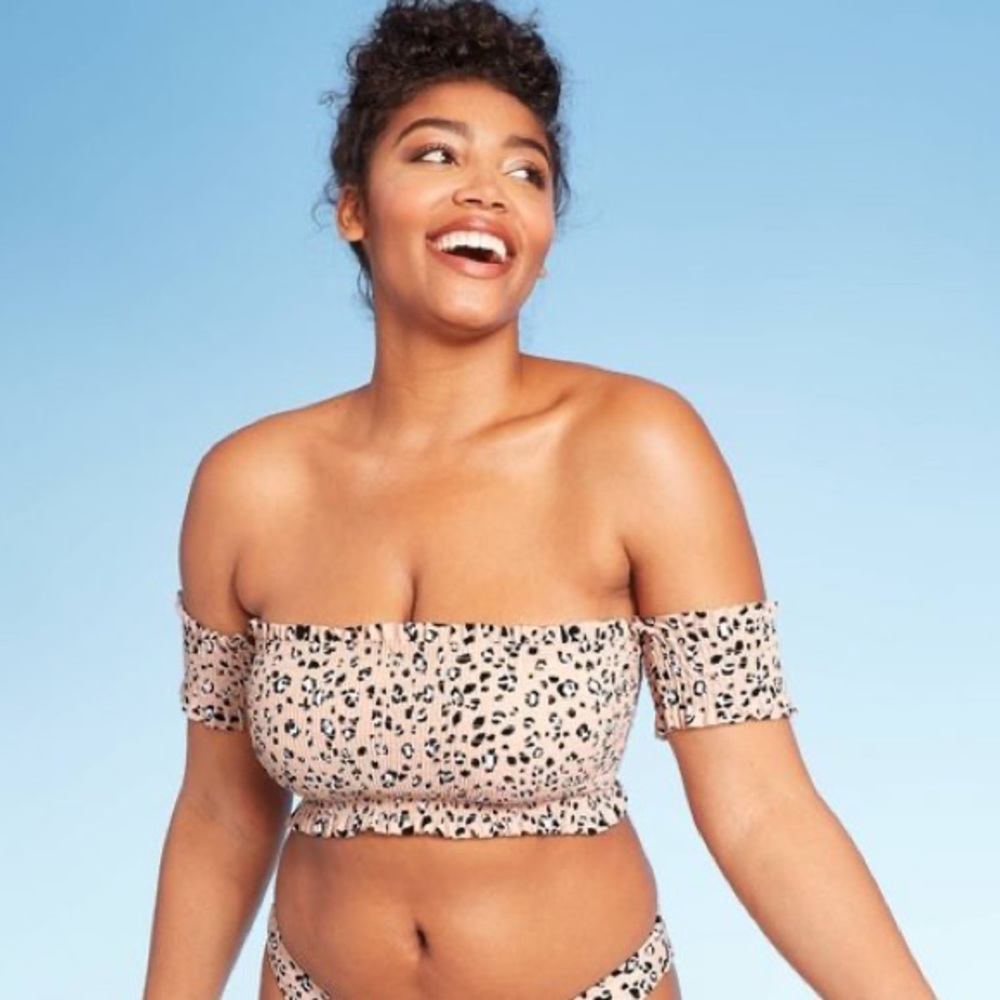 Xhilaration- Animal Print Swim Top